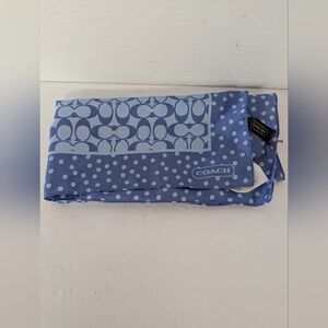 Coach Blue Polka Dot & Signature Print Silk Scarf
